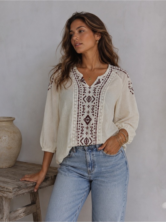 Bob Timberlake Tops - Bob Timberlake Embroidered Indie Folk Top Women’s M western boho Festival B8